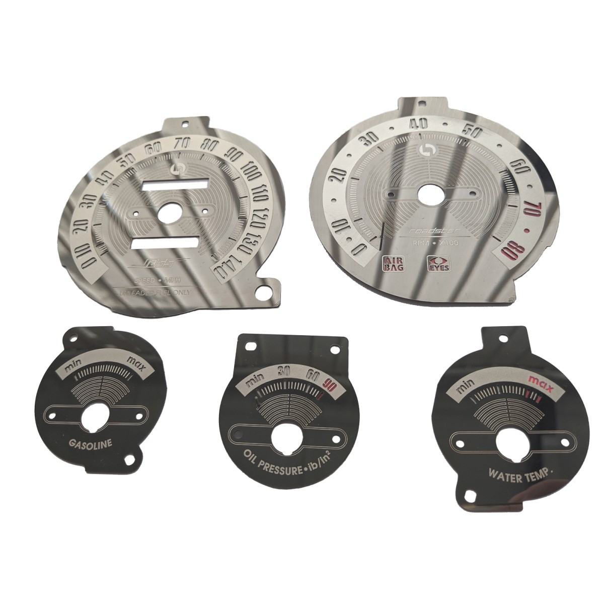 Classic Black Mirror Stainless Steel Gauge Faces NB 